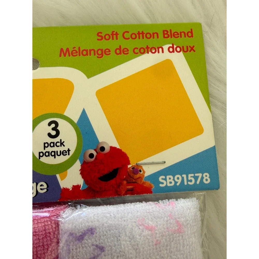 Sesame Street Sesame Beginnings Baby Terry Washcloths 3 Pack Elmo Pink SB91578